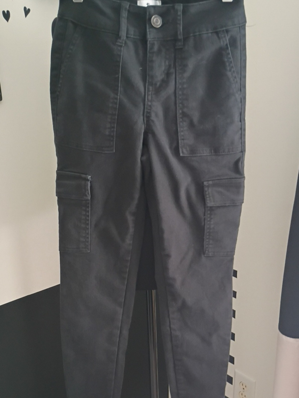 True Craft Black Skinny Cargo Pants